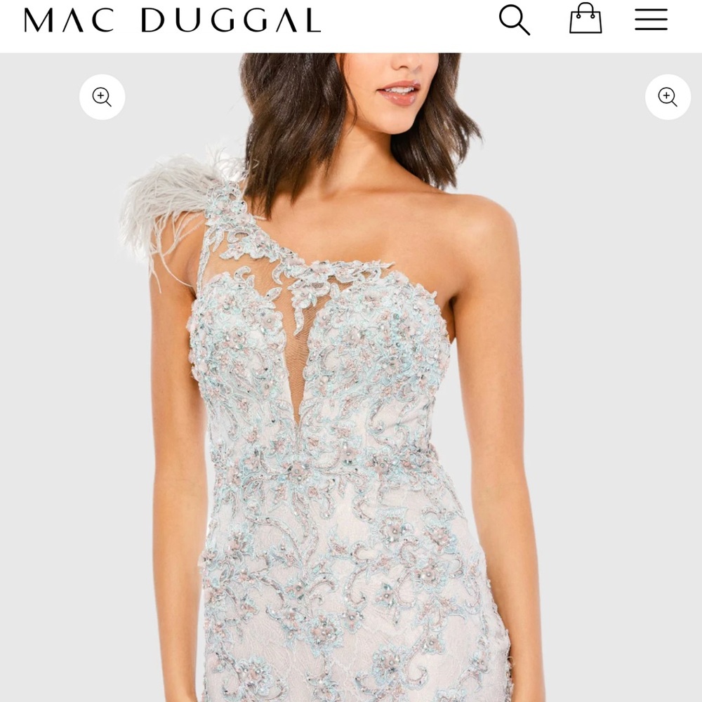Mac Duggal Light Blue Appliqué Gown